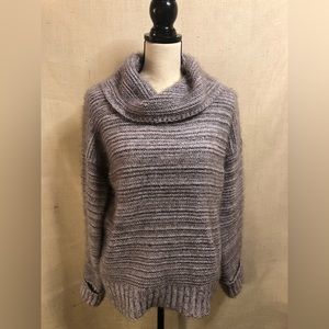 GREY/WHITE XL SWEATER COWL NECK